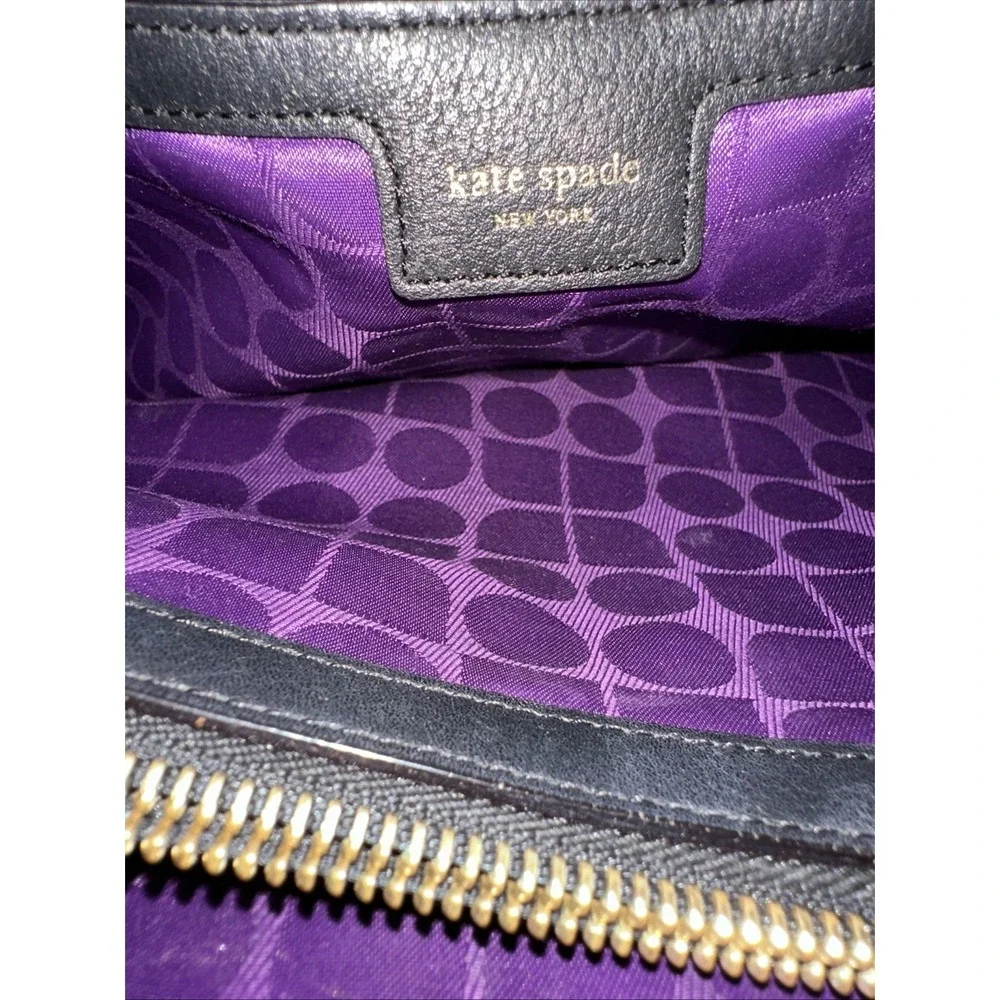 Kate Spade New York black‎ leather Handbag Purse Tote 3 Compartment Bag Nice!
